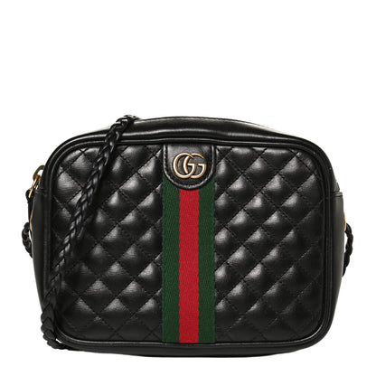 Gucci Calfskin Trapuntata Web Mini GG Shoulder Bag Black 1 of 12
