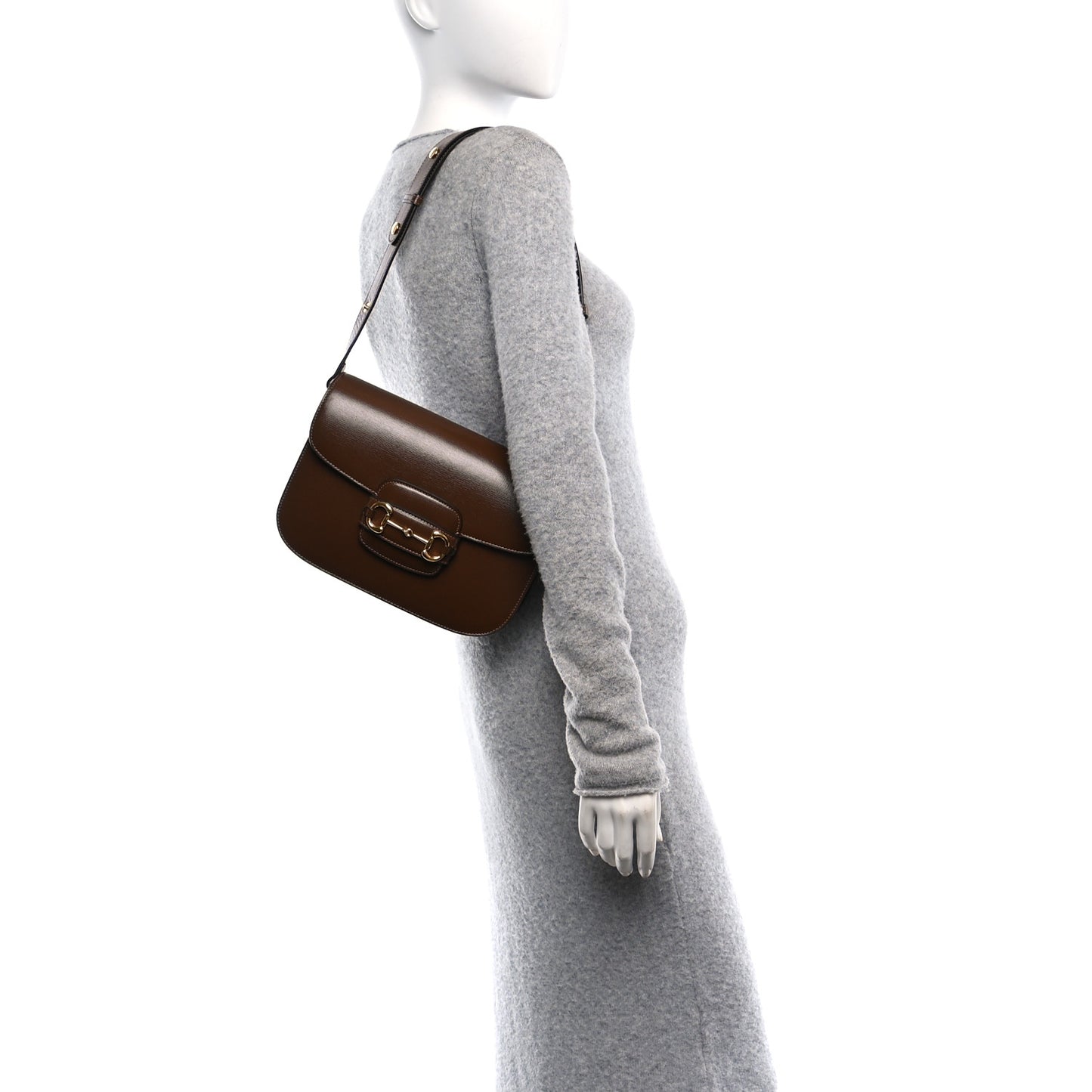 Azalea Calfskin Horsebit 1955 Shoulder Bag Brown Sugar