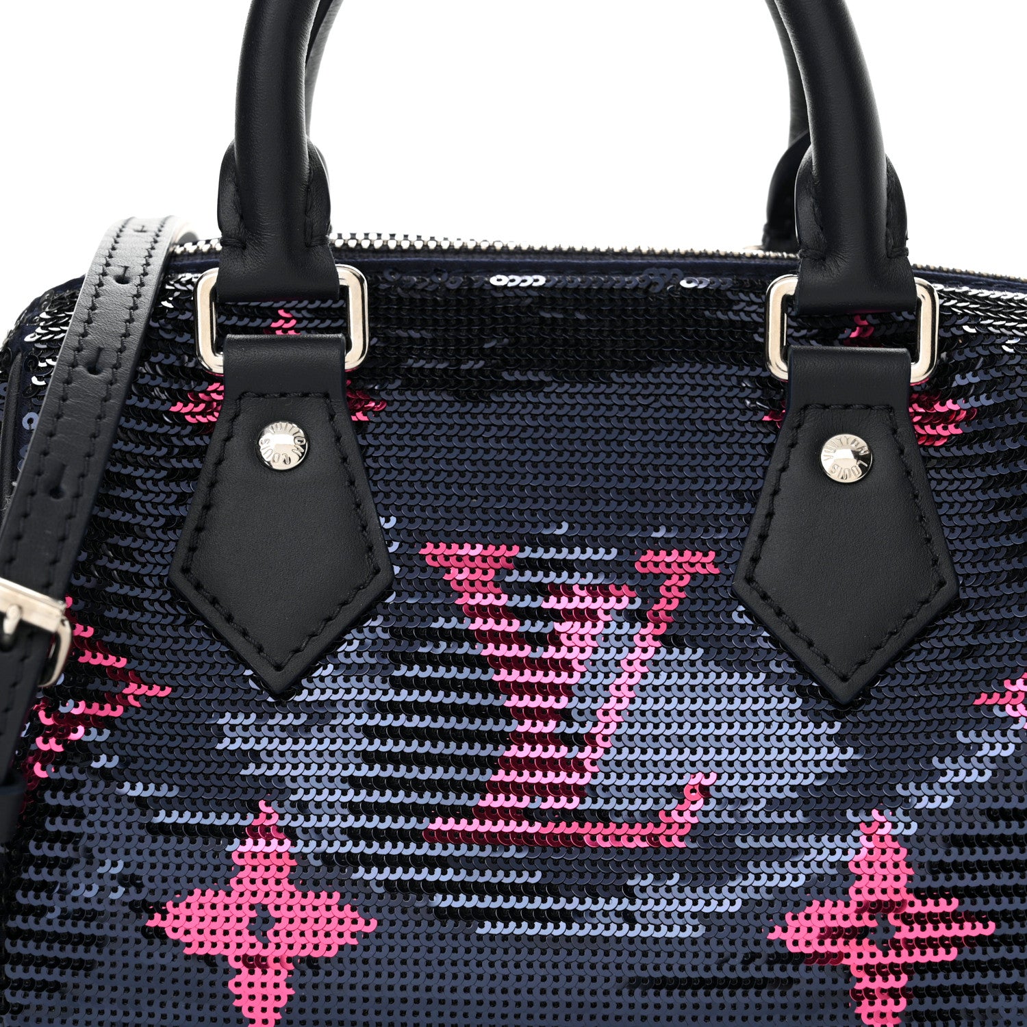 Louis Vuitton Giant Monogram Sequins Speedy Bandouliere 18 Navy Fuchsia 7 of 9
