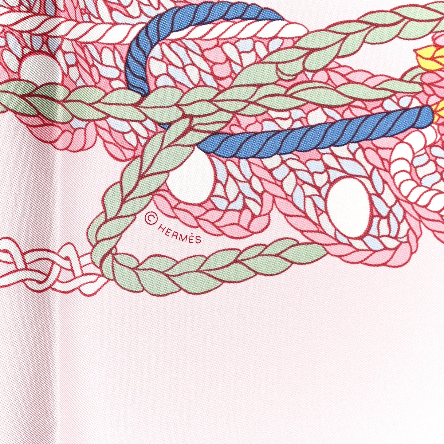 Silk Le Timbalier Scarf 90 Rose Pale Vert Amande