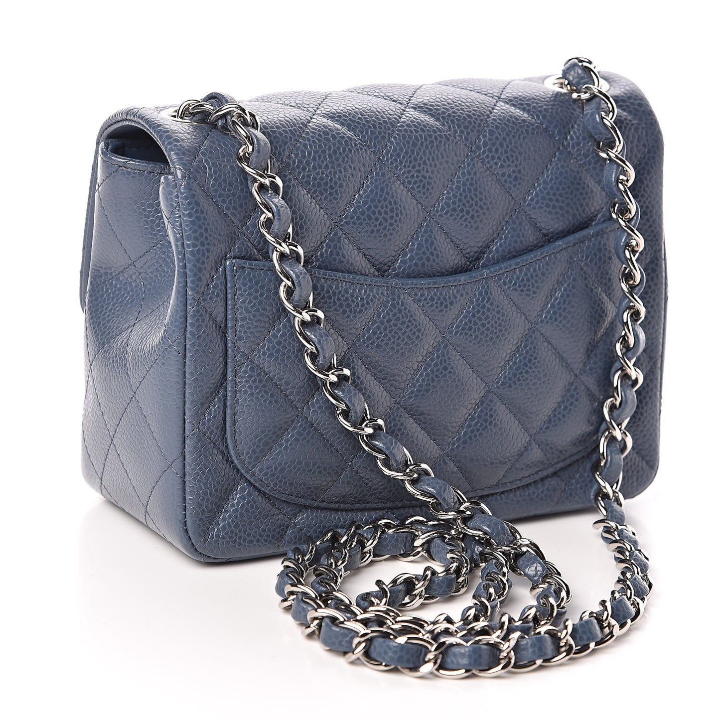 Caviar Quilted Mini Square Flap Dark Blue