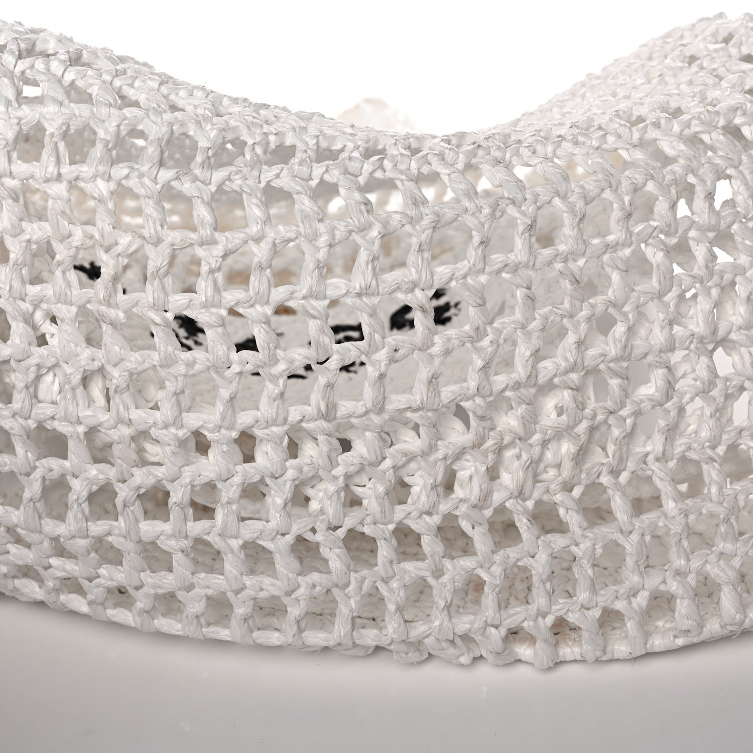 Prada Yarn Raffia Effect Crochet Logo Embroidered Tote Bag White 13 of 15