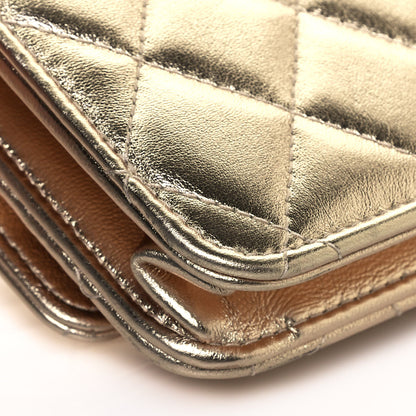 Chanel Metallic Lambskin Quilted Trendy CC Wallet On Chain WOC Gold 12 of 14