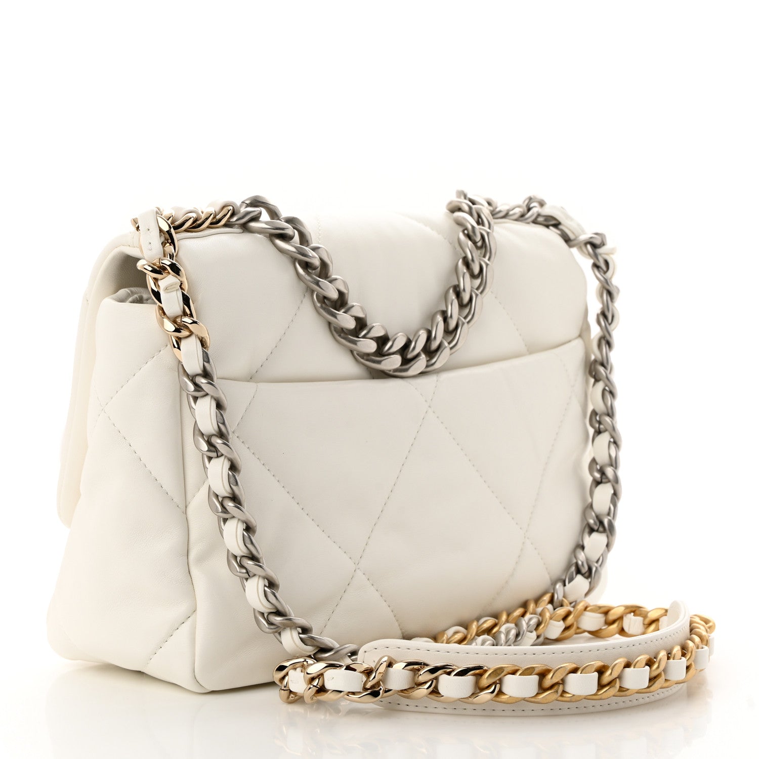 Chanel Lambskin Quilted Medium Chanel 19 Flap White 3 of 11