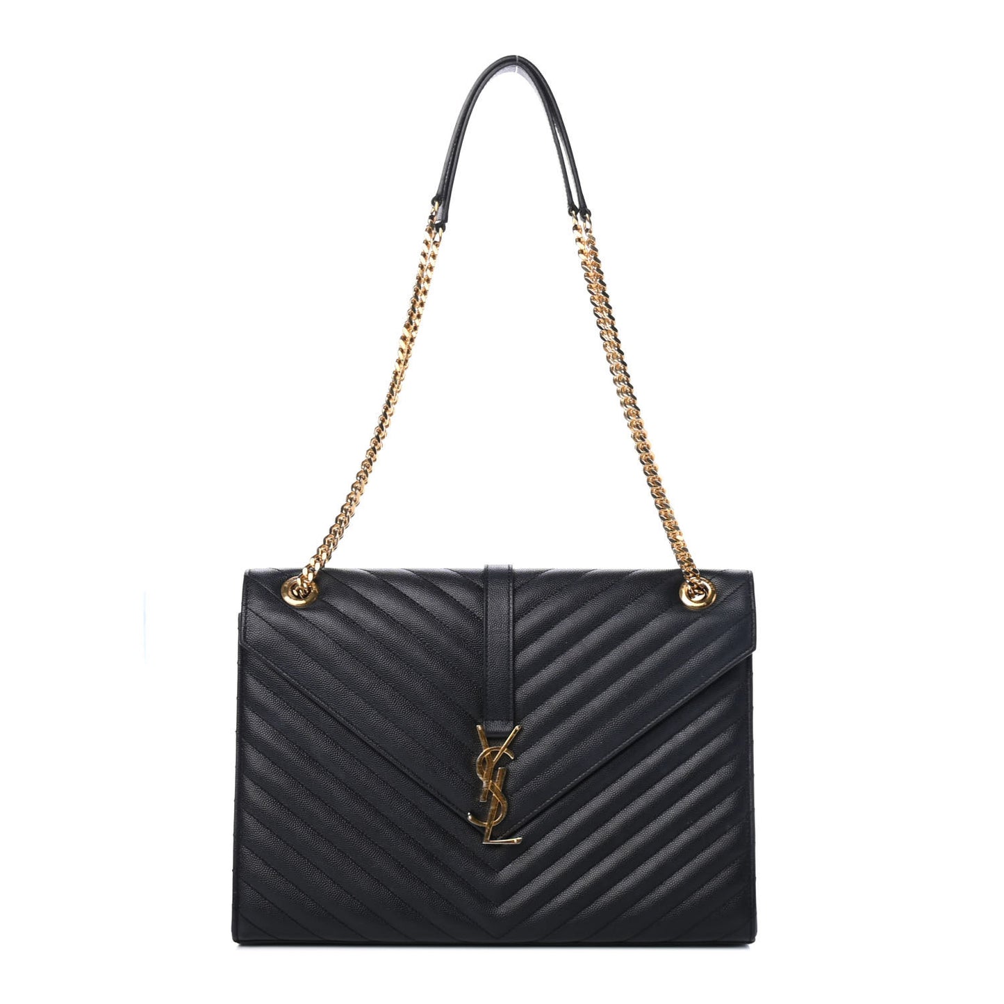 Grain De Poudre Matelasse Chevron Large Monogram Satchel Black