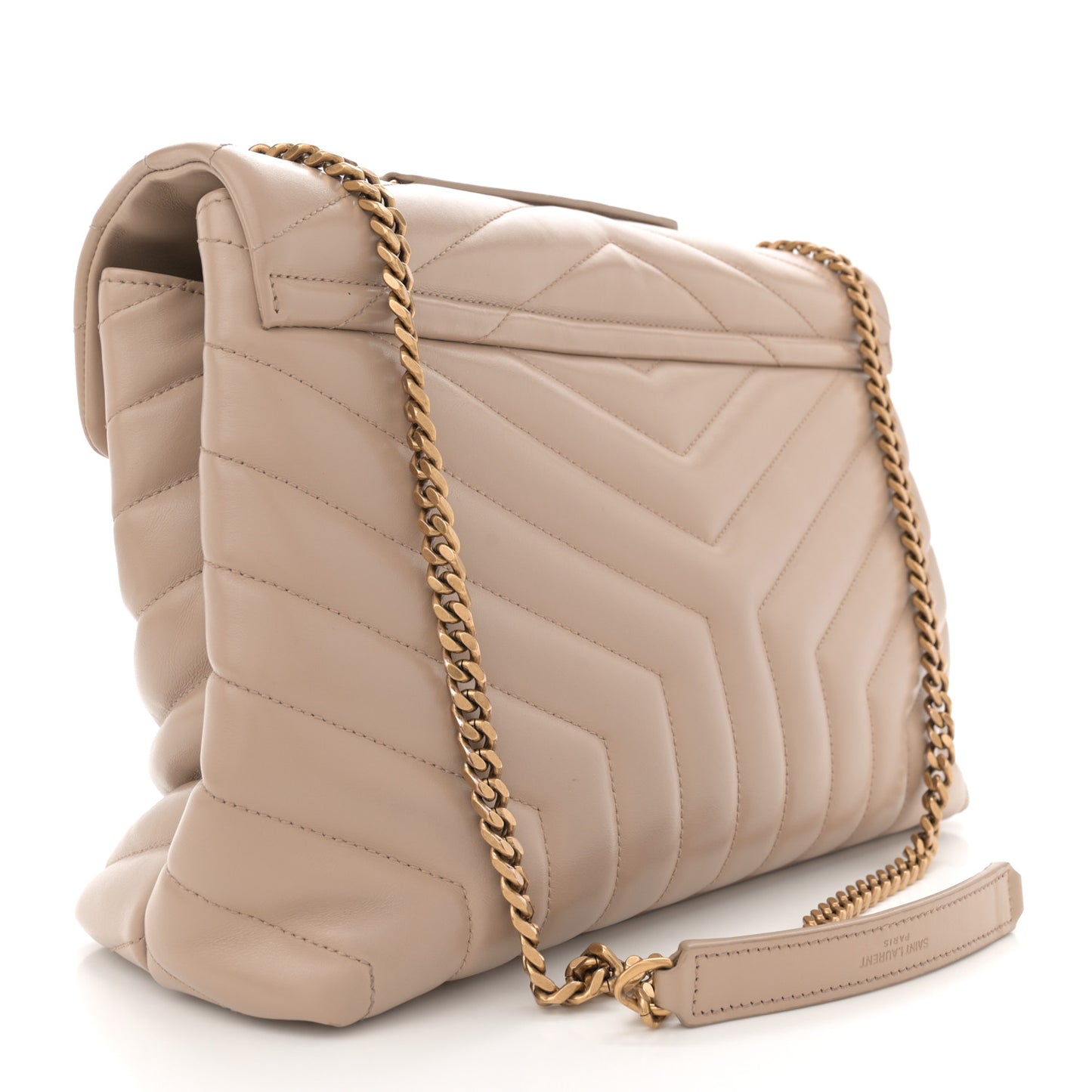 Calfskin Y Quilted Monogram Medium Loulou Chain Satchel Dark Beige