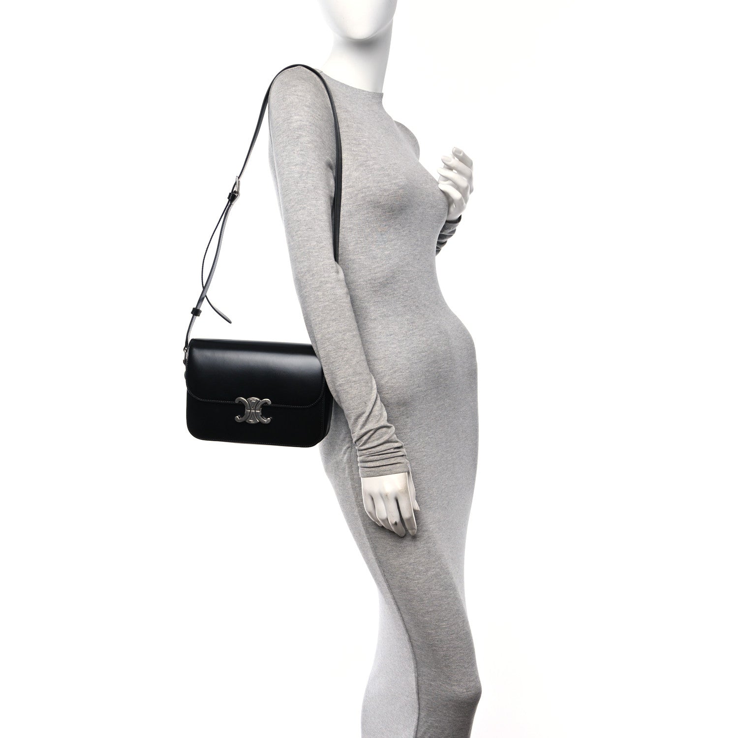 Celine Shiny Calfskin Medium Triomphe Black 2 of 11