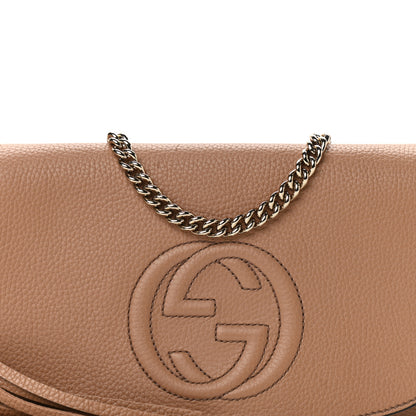 Gucci Pebbled Calfskin Medium Soho Flap Crossbody Camelia 8 of 12
