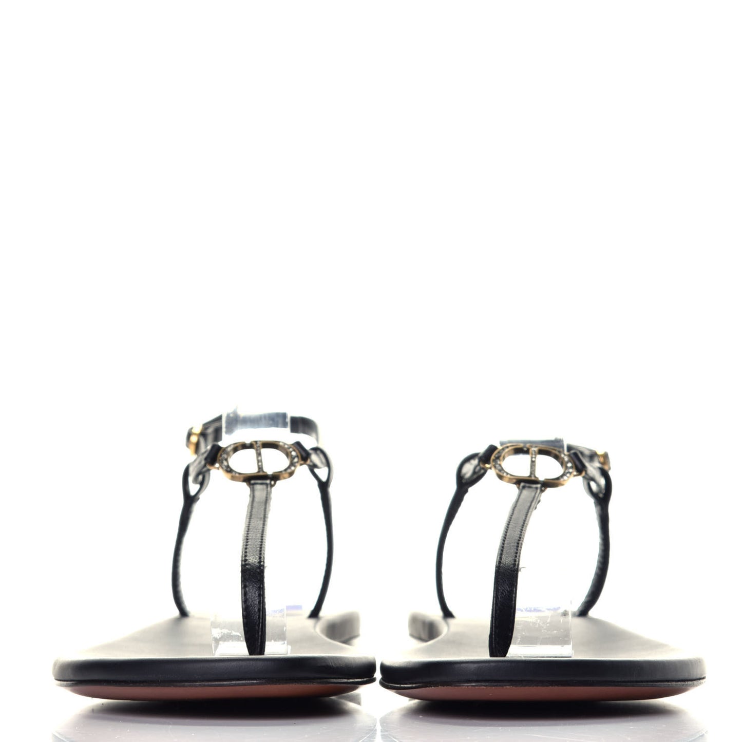 Lambskin Signature T-Strap Thong Sandals 36 Black