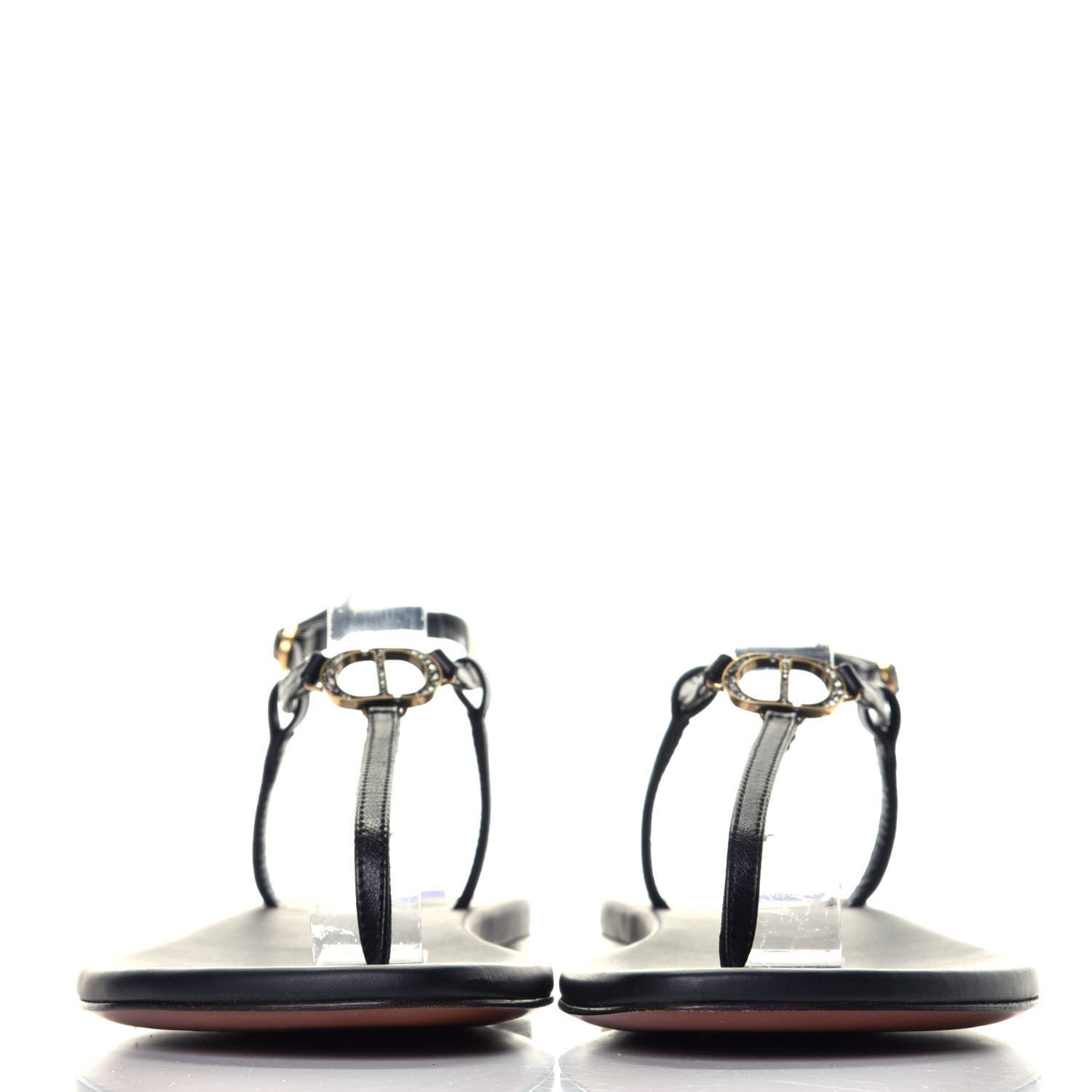 Christian Dior Lambskin Signature T-Strap Thong Sandals 36 Black 2 of 8