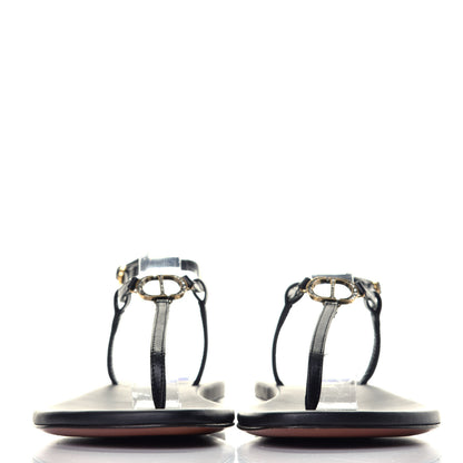 Christian Dior Lambskin Signature T-Strap Thong Sandals 36 Black 2 of 8