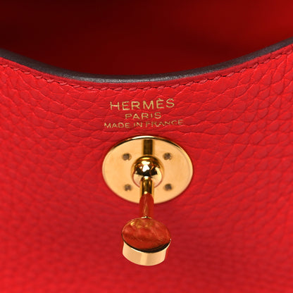 Hermes Taurillon Clemence Mini Lindy 20 Rouge de Coeur 6 of 9