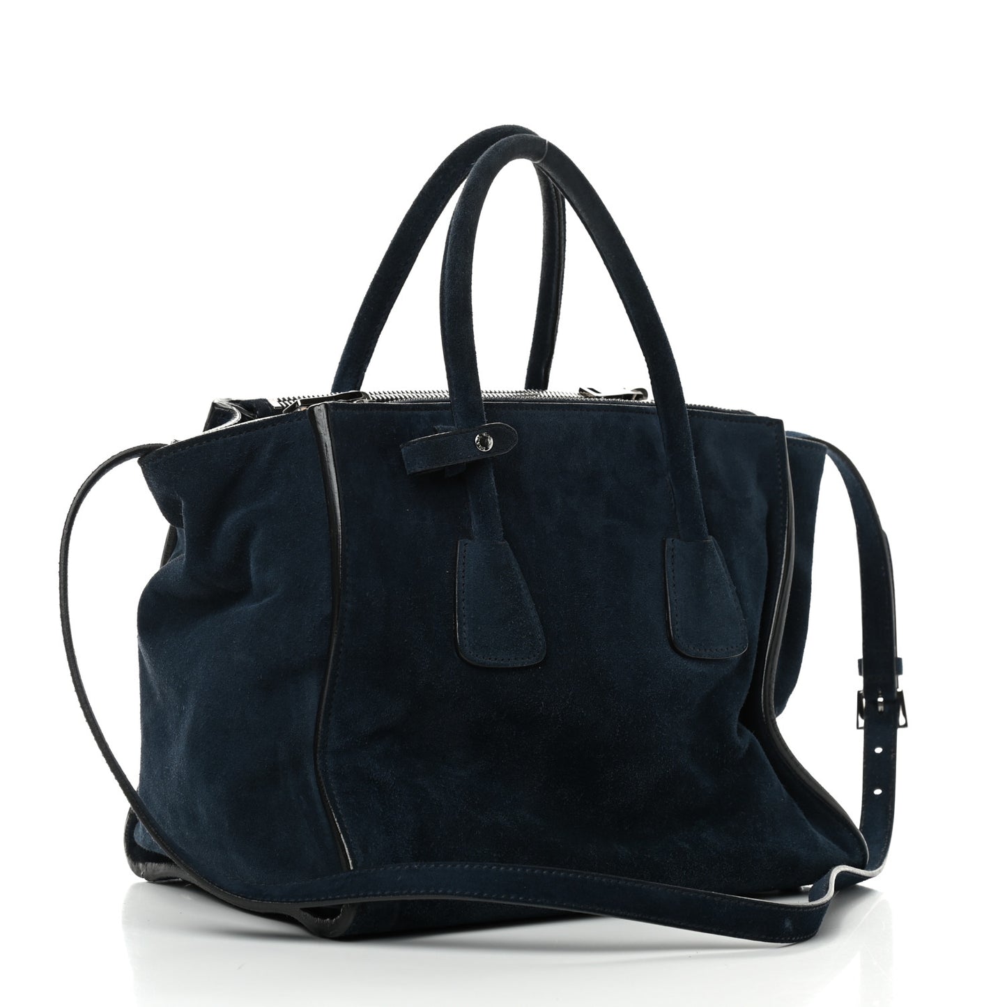 Suede Scamosciato Twin Pocket Tote Oltremare