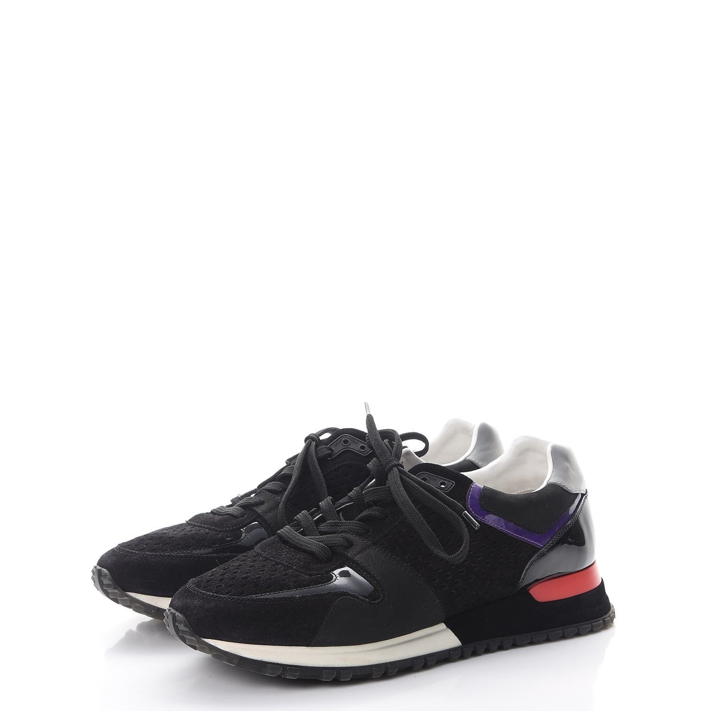 Nubuck Calfskin Perforated Run Away Sneakers 38.5 Black