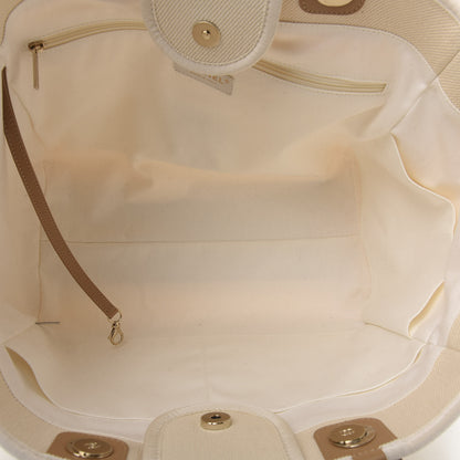Chanel Canvas Pearl Medium Deauville Tote Ecru Beige 5 of 10