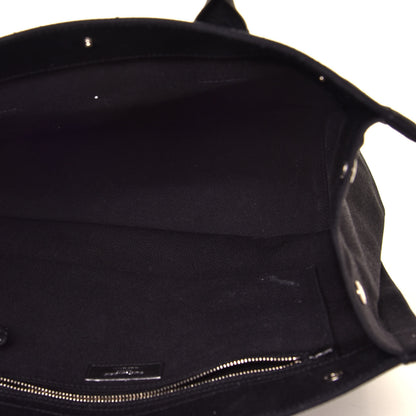 Saint Laurent Linen Calfskin Rive Gauche North South Tote Black 4 of 5