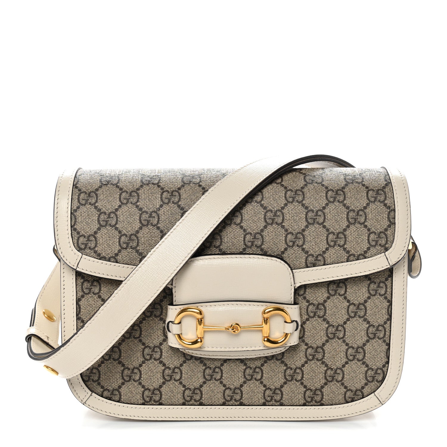 Gucci GG Supreme Monogram Horsebit 1955 Shoulder Bag Beige Mystic White 1 of 11