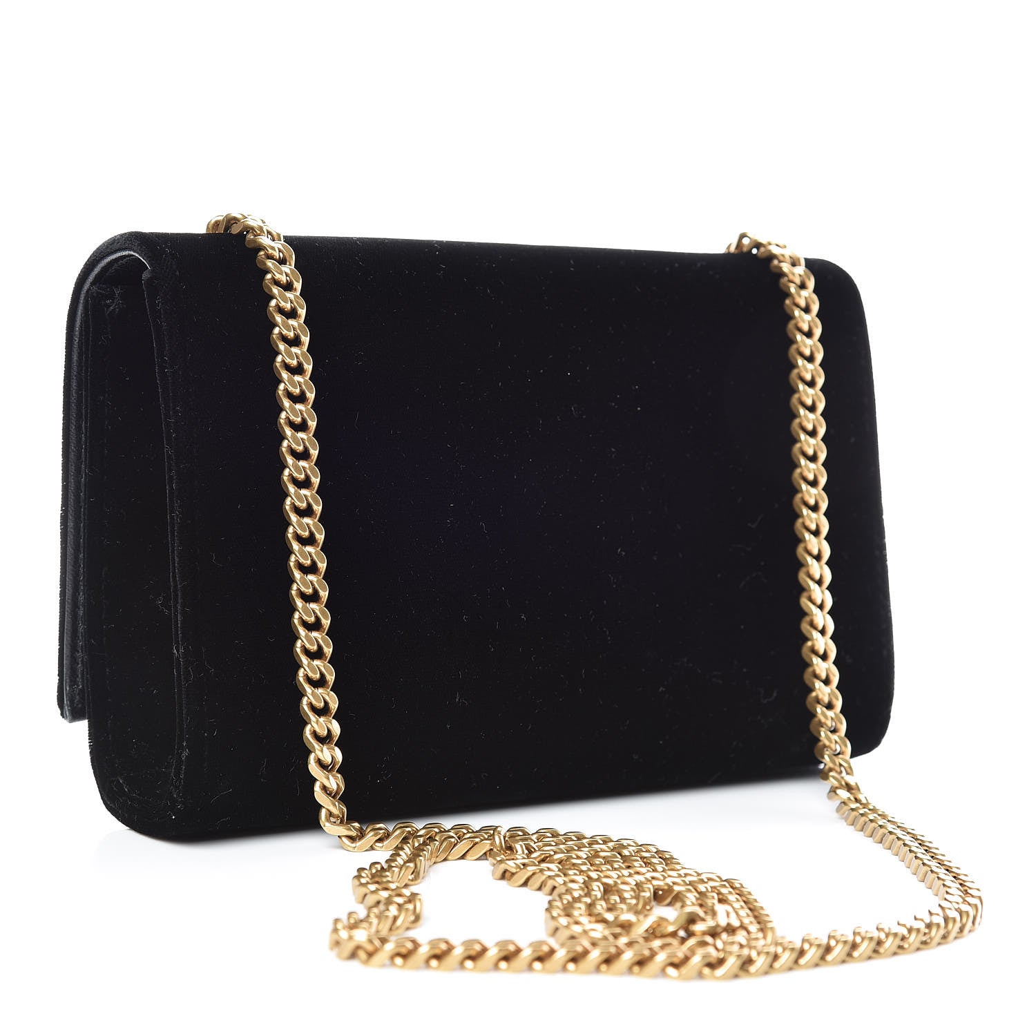 Saint Laurent Velvet Small Monogram Kate Tassel Shoulder Bag Black 3 of 11