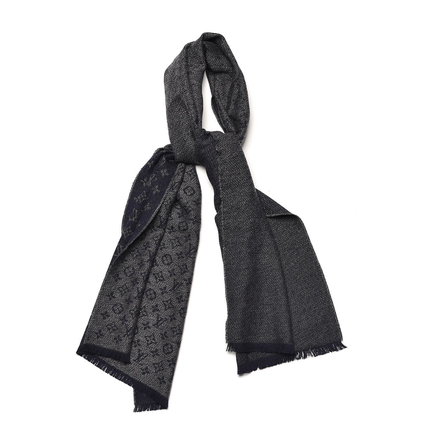 Louis Vuitton Wool Monogram Classic Scarf Navy 1 of 4
