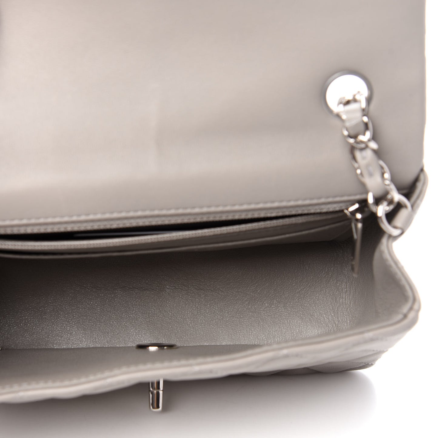 Lambskin Quilted Mini Rectangular Flap Grey