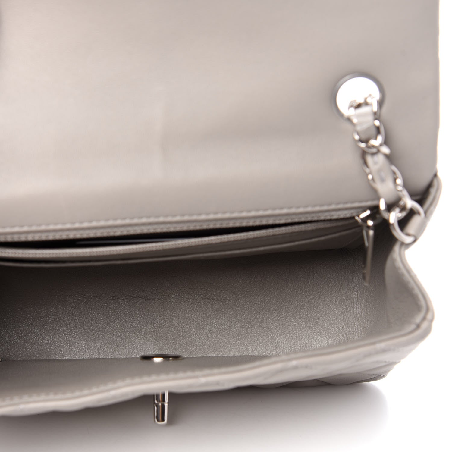 Chanel Lambskin Quilted Mini Rectangular Flap Grey 5 of 12