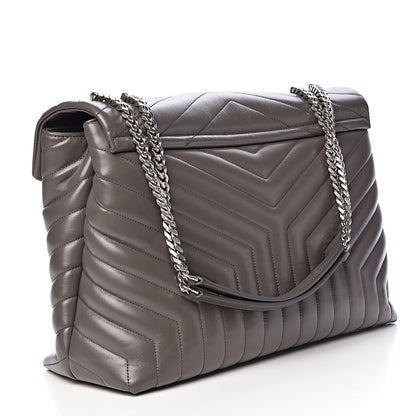 Saint Laurent Calfskin Y Quilted Monogram Large Loulou Chain Satchel Earth 3 of 10
