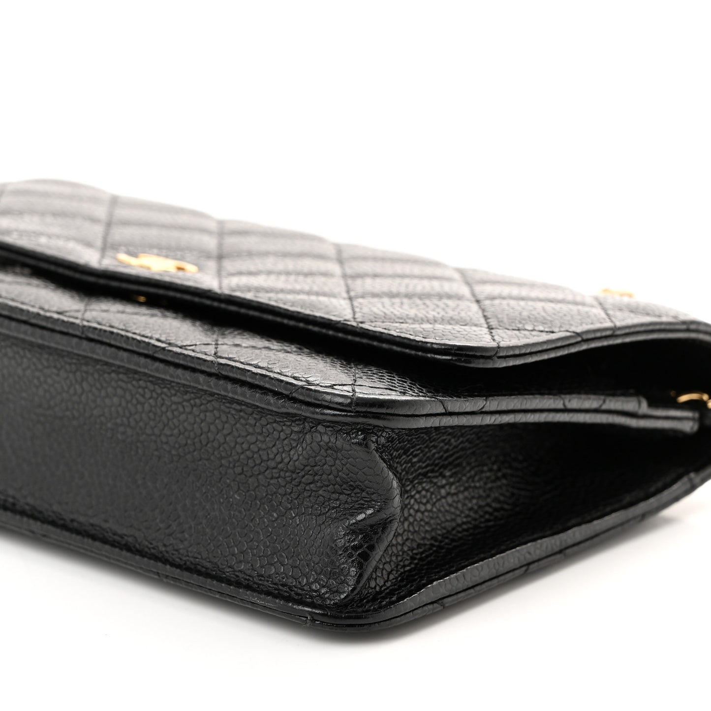 Caviar Quilted Wallet on Chain WOC Black