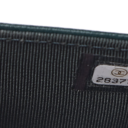 Chanel Lambskin Chevron Quilted Wallet On Chain WOC Dark Green 10 of 12