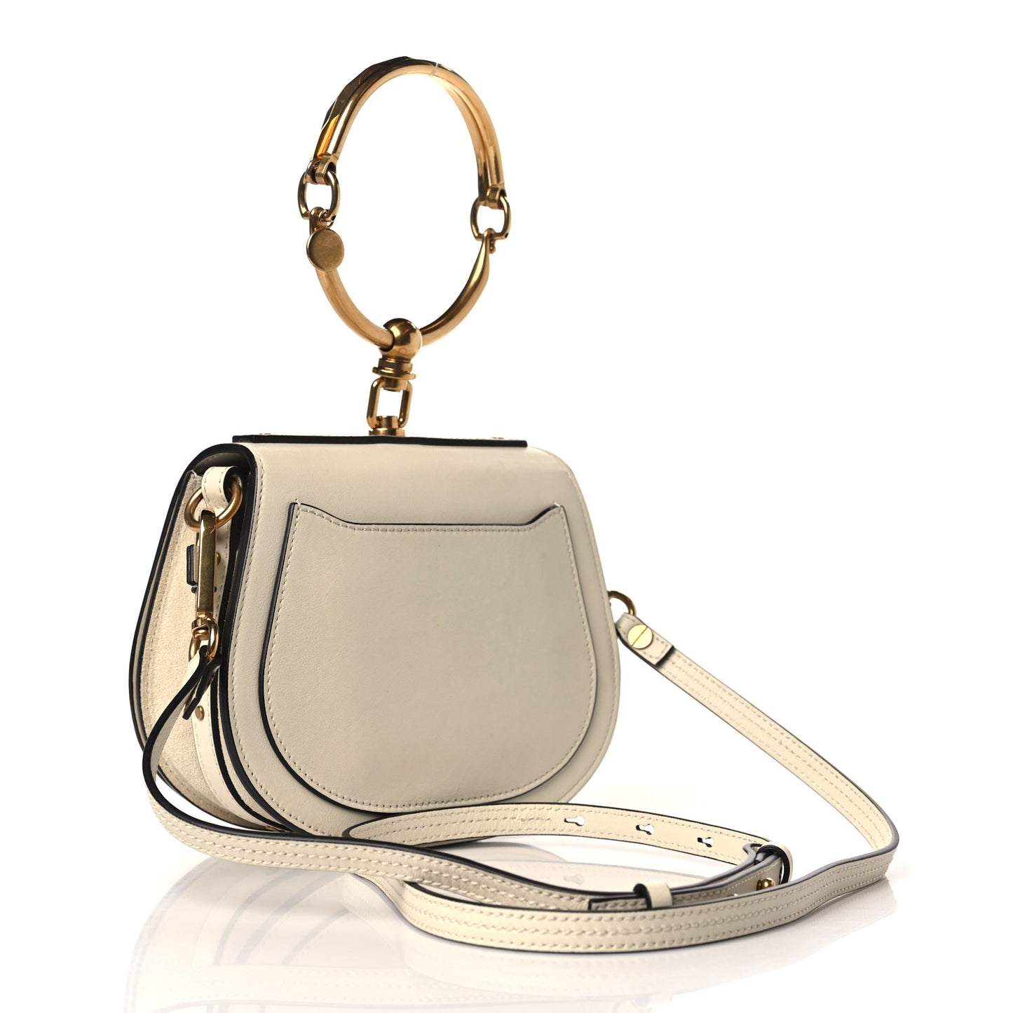 Calfskin Suede Small Nile Bracelet Bag Off White