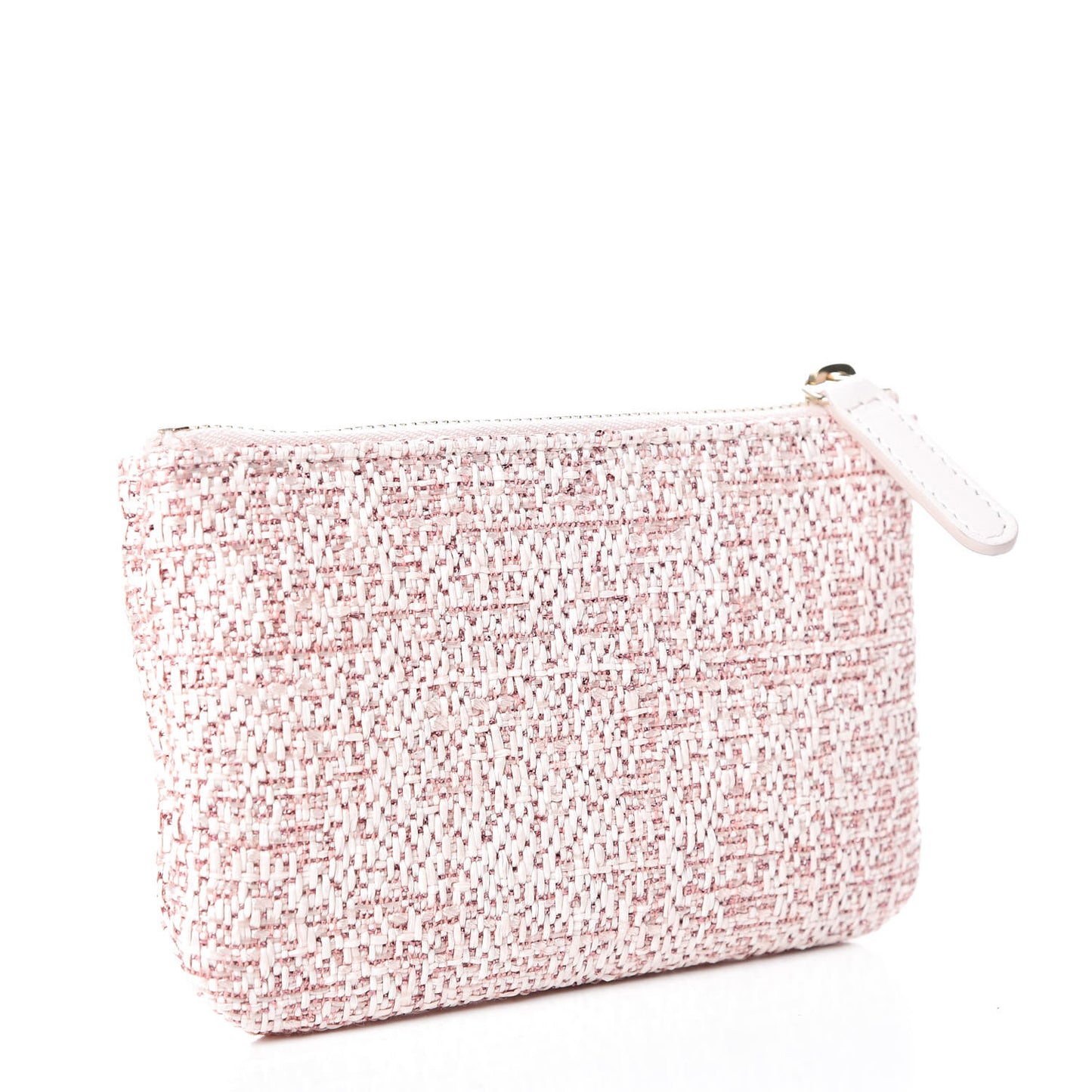 Woven Straw Raffia Deauville Cosmetic Pouch Pink