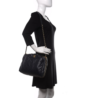 Chanel Calfskin Quilted Coco Shelter Bowling Bag Navy 2 of 11