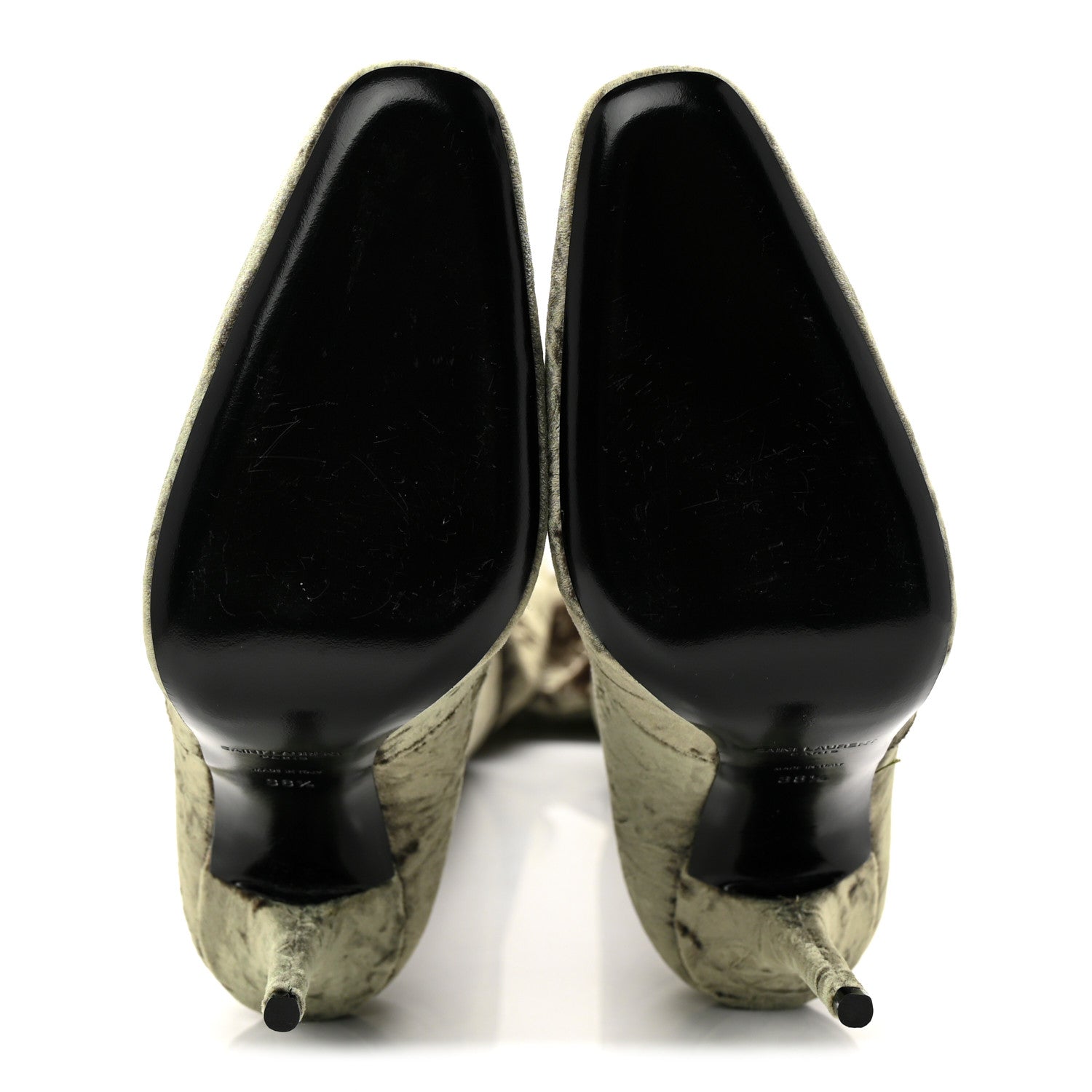 Saint Laurent Velvet Ella Knee High Boots 38.5 Bella Green 20 of 24