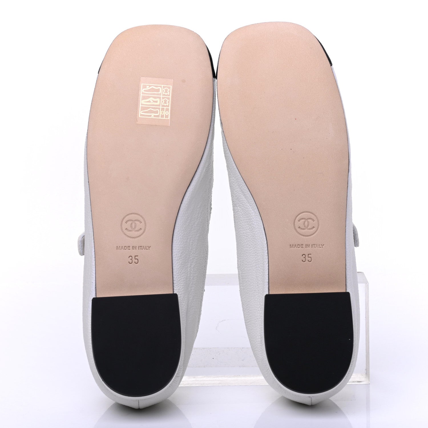 Chanel Calfskin Mary Jane Flats 35 White Black 5 of 11