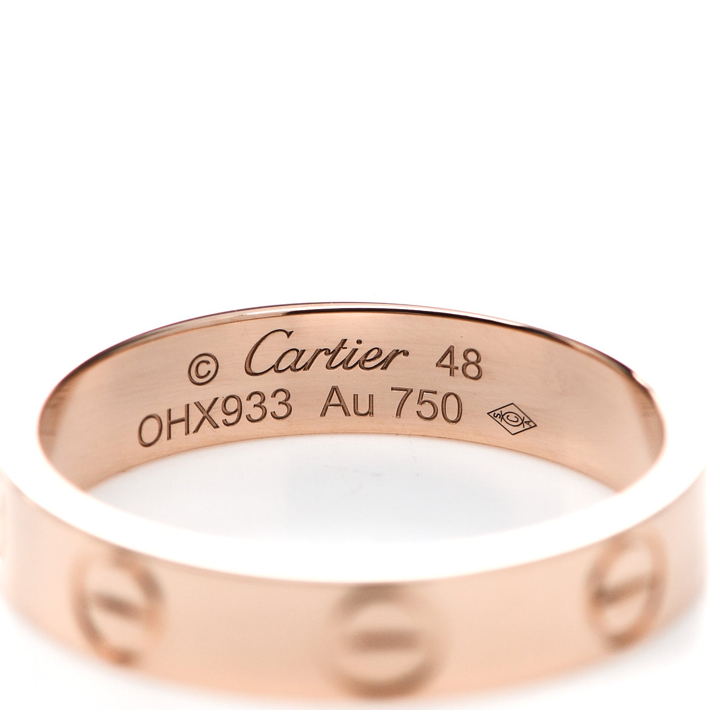 18K Pink Gold 3.5mm LOVE Wedding Band Ring 48 4.5