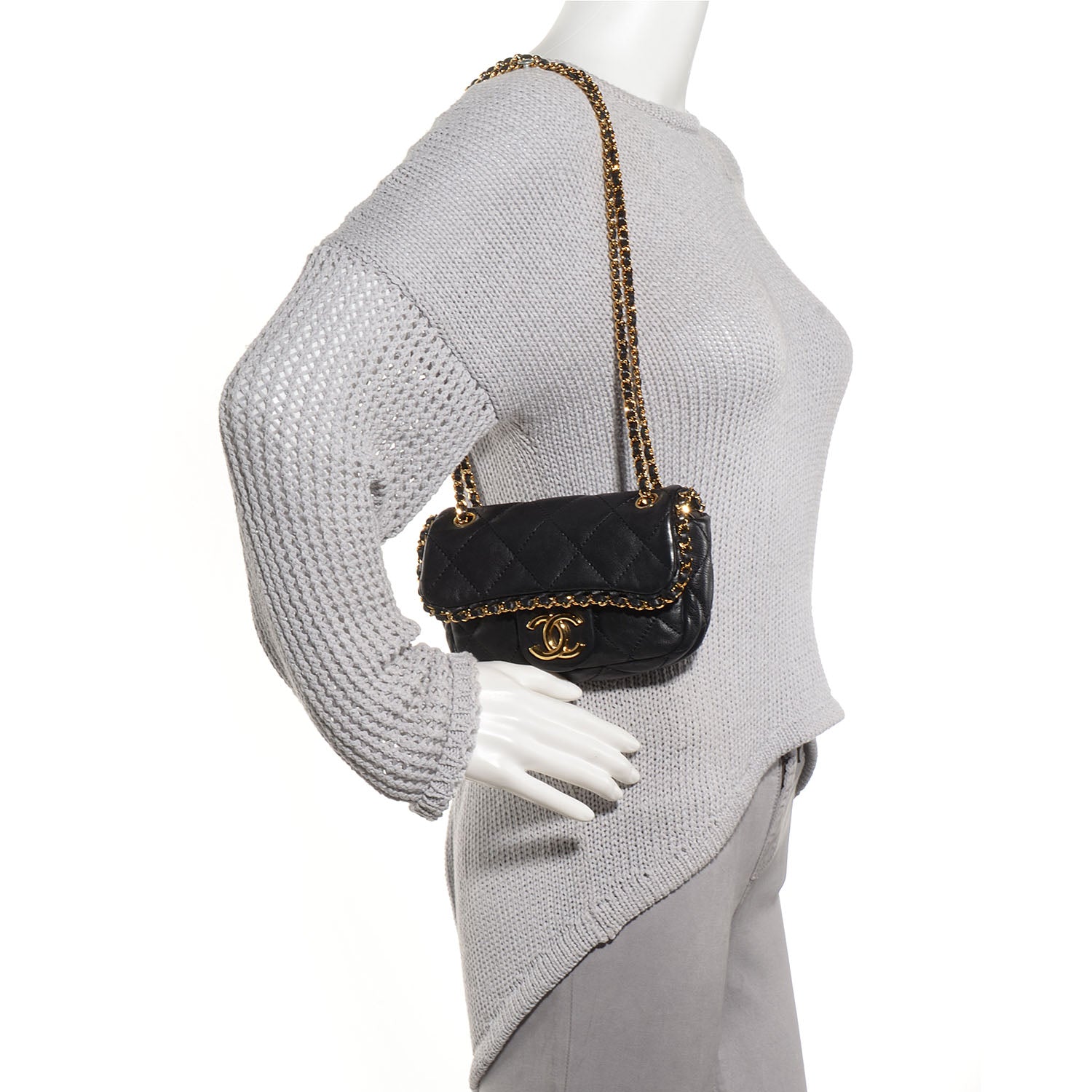 Chanel Calfskin Mini Chain Me Flap Black 2 of 7