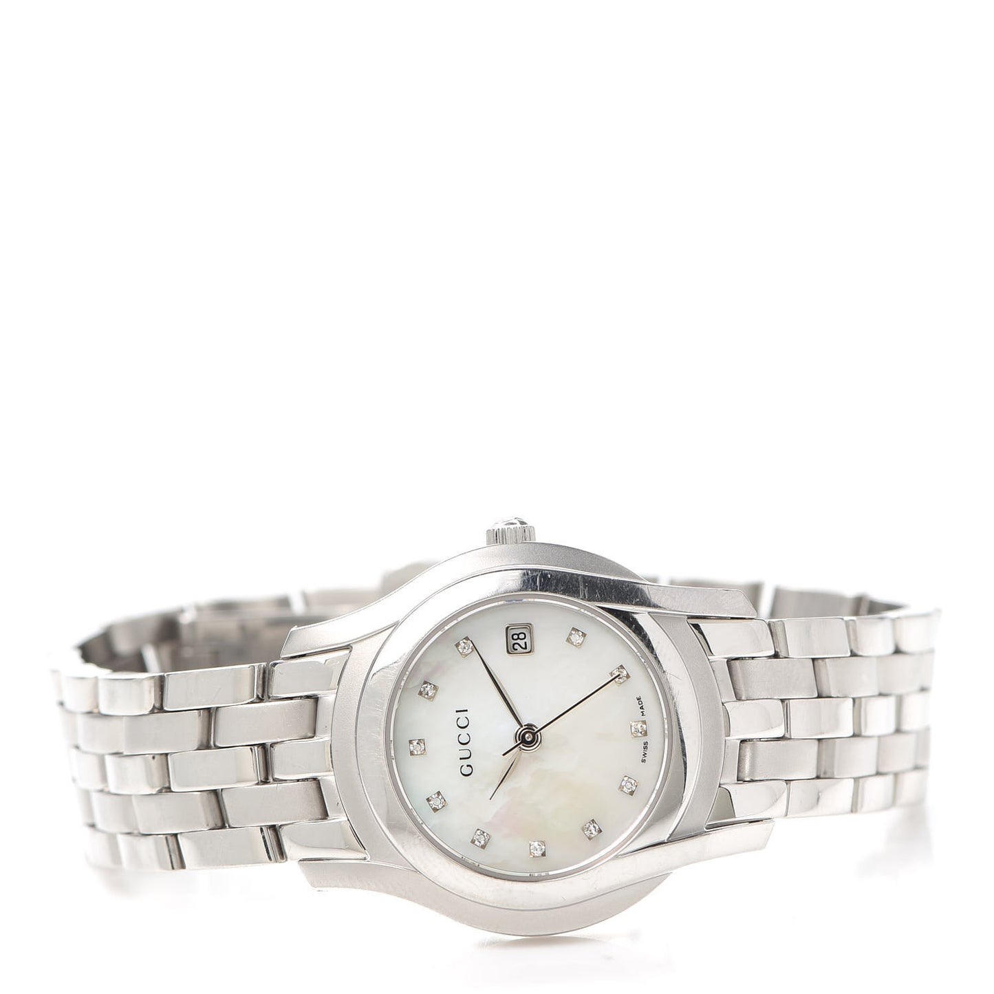Stainless Steel Diamond Mother of Pearl 27mm 5500L Quartz Watch
