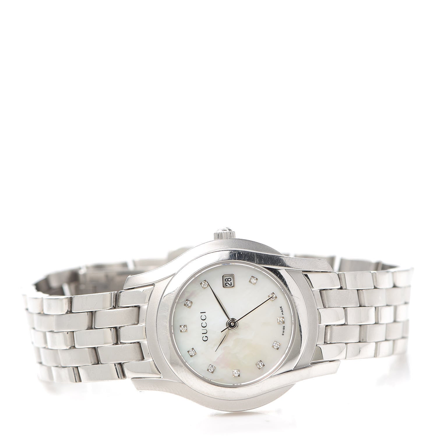 Gucci Stainless Steel Diamond Mother of Pearl 27mm 5500L Quartz Watch 2 of 5