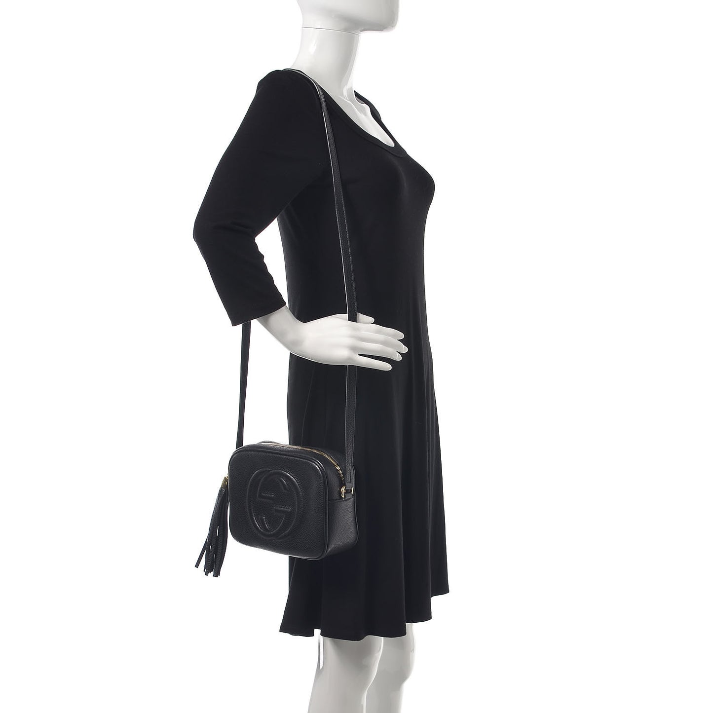 Pebbled Calfskin Small Soho Disco Bag Black