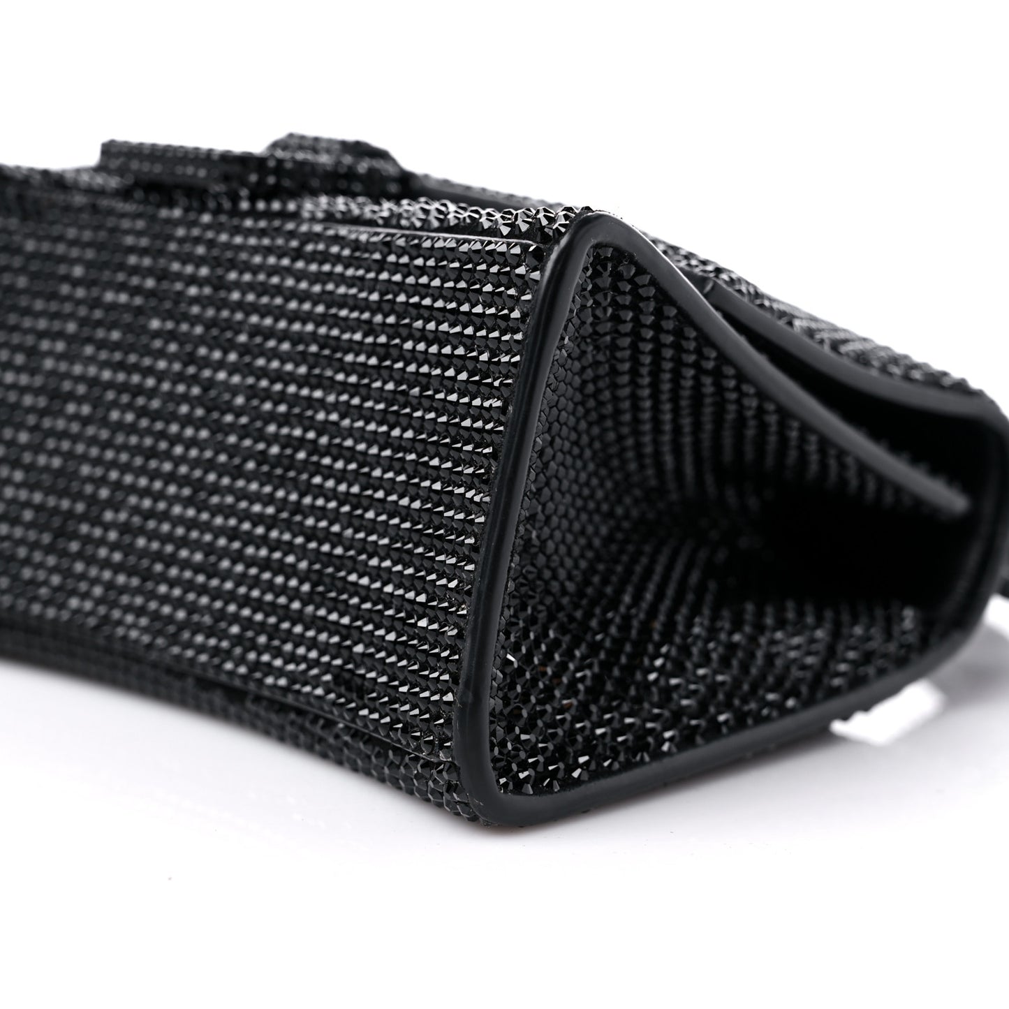 Strass Suede Hourglass Top Handle Bag XS Black Jet