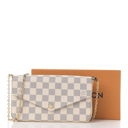 Louis Vuitton Damier Azur Pochette Felicie Chain Wallet Rose Ballerine 10 of 10
