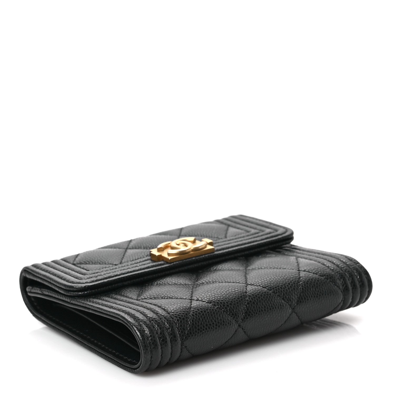 Chanel Caviar Quilted Compact Boy Wallet Black 4 of 6