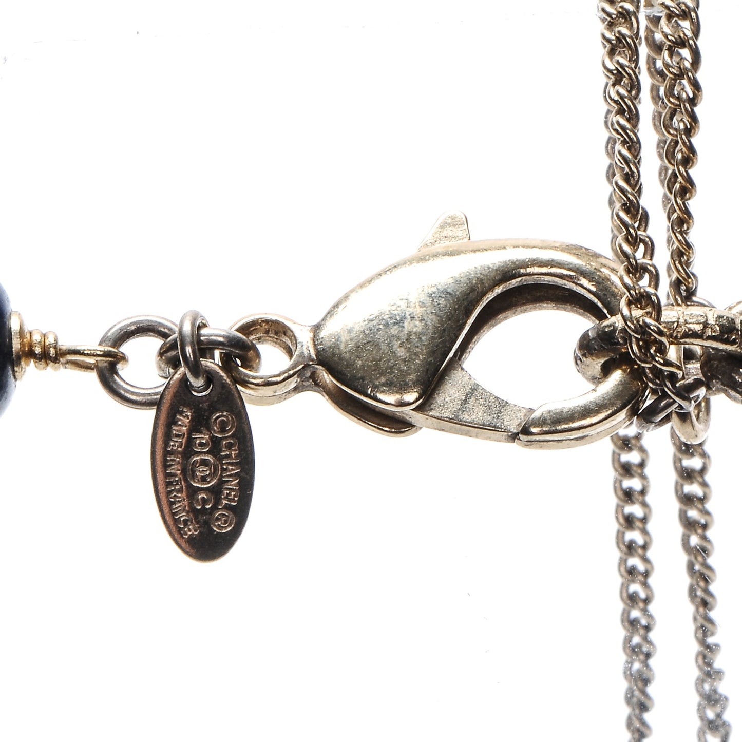 Pearl Beaded CC Long Necklace Navy