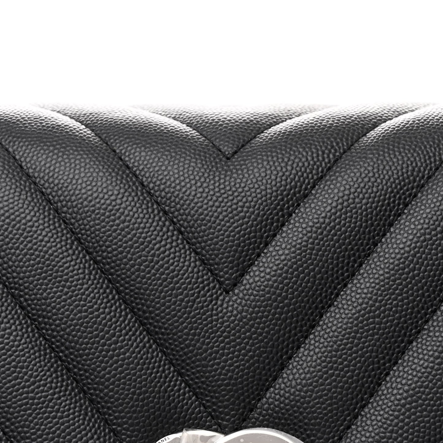 Caviar Chevron Quilted Medium Coco Handle Flap Dark Grey