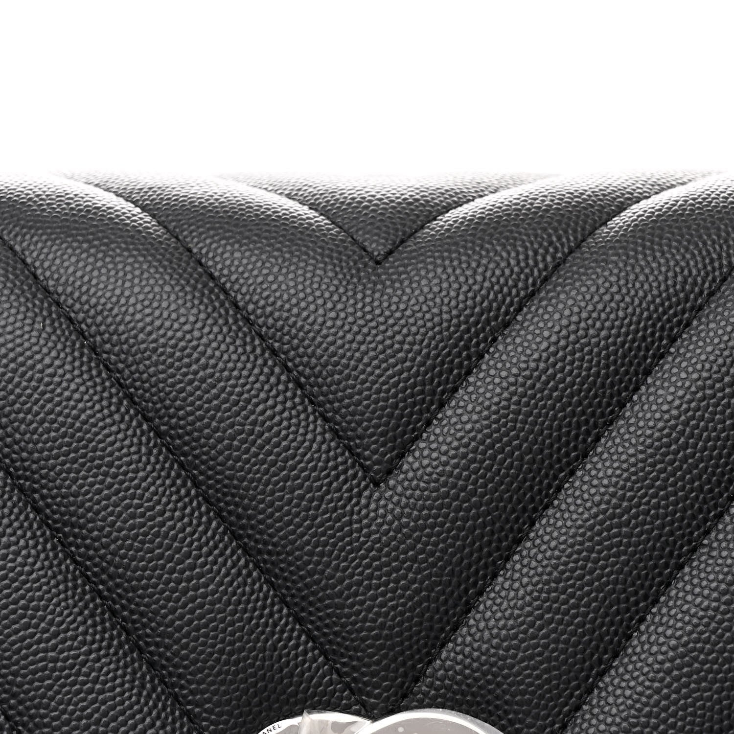 Chanel Caviar Chevron Quilted Medium Coco Handle Flap Dark Grey 9 of 11
