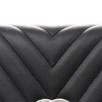 Chanel Caviar Chevron Quilted Medium Coco Handle Flap Dark Grey 9 of 11