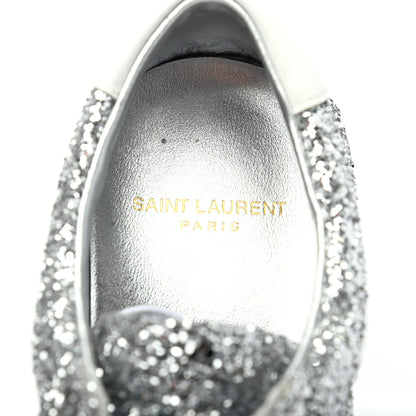 Saint Laurent Calfskin Crystal Glitter Andy Sneakers 39 Silver 13 of 16