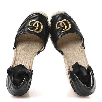 Gucci Nappa Matelasse GG Marmont Ankle Wrap Platform 35/120mm Espadrille Wedges 35 Black 2 of 9