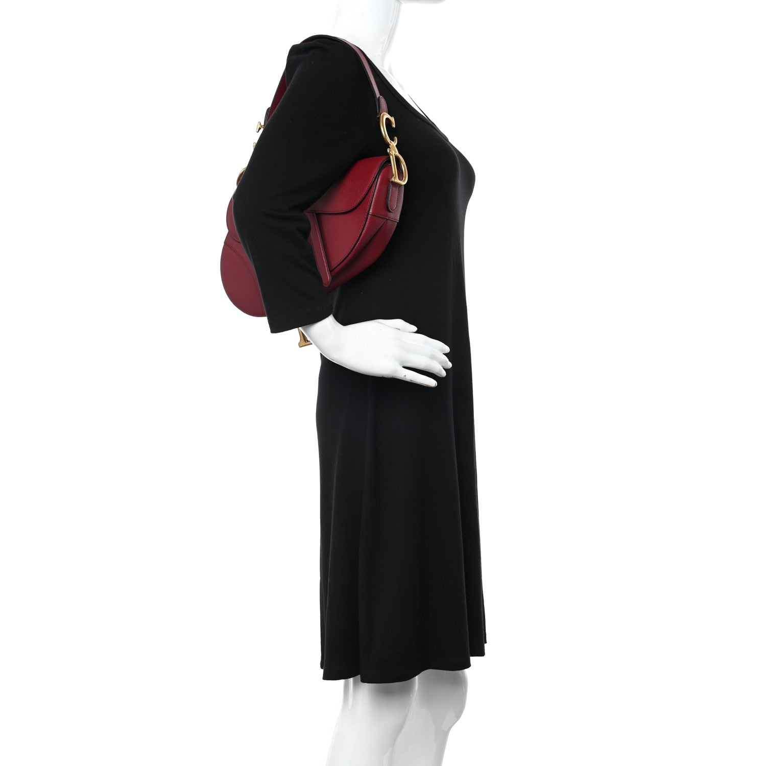 Christian Dior Grained Calfskin Saddle Bag Red 2 of 10