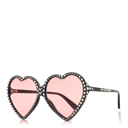 Gucci X ELTON JOHN Crystal Heart Sunglasses GG0360S Black 1 of 8