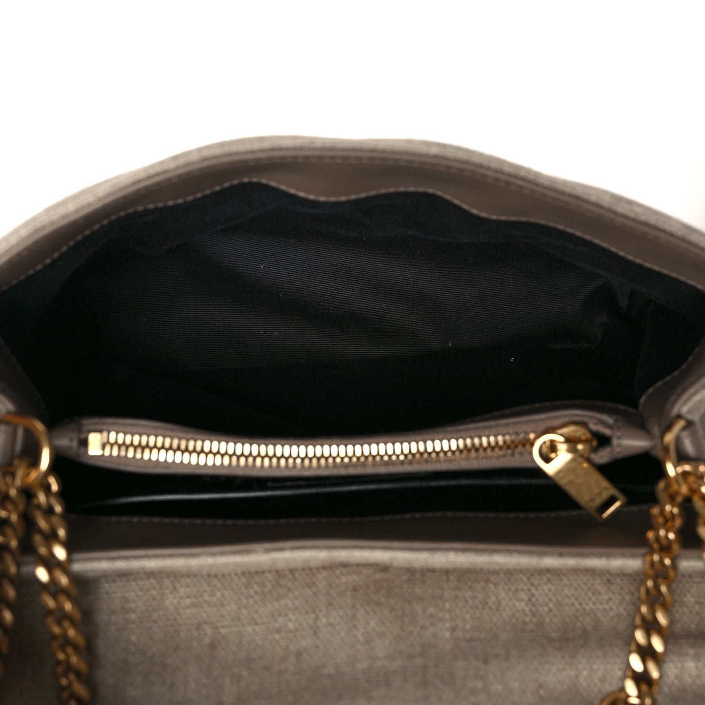 Linen Y Quilted Monogram Small Loulou Chain Satchel Natural Taupe